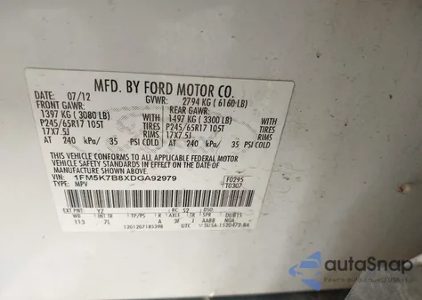 2013 Ford Explorer from USA, damaged, VIN 1FM5K7B8XDGA92979